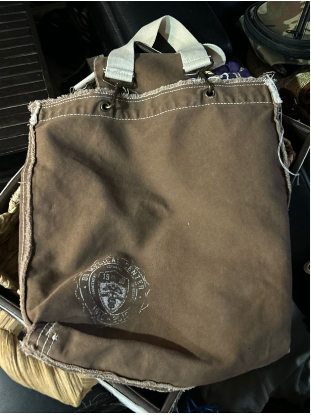 Women's Unbranded Canvas Tote Bag One Size Brown White
